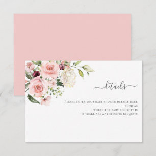 Pink Roses Baby Shower Invitation Enclosure Card