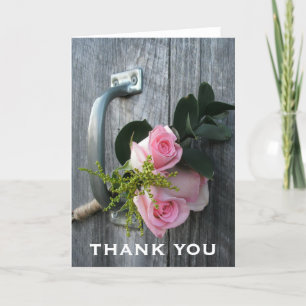 Pink Roses & Barn Door Thank You Card