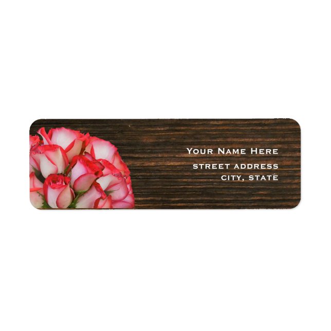 Pink Roses & Barnwood Address Label (Front)