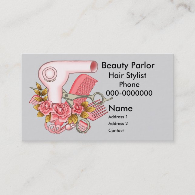 Pink Roses Beautician custom name  Appointment Card (Front)