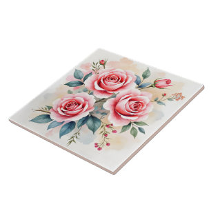 Pink Roses Beautiful Luxury Modern Collection Tile