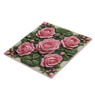 Pink Roses Beautiful Modern Collection Tile