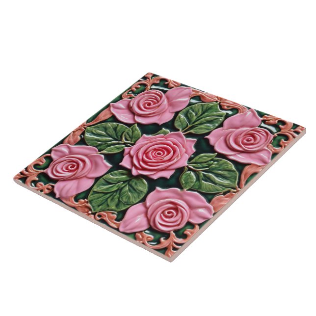 Pink Roses Beautiful Popular Collection Tile (Side)