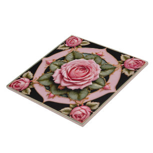 Pink Roses Beautiful Trendy Collection Tile