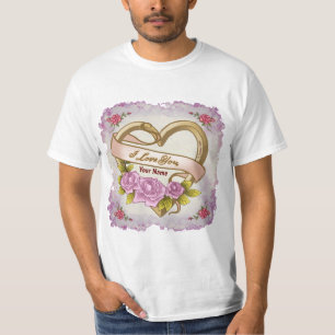 Pink Roses Bevel Heart T-Shirt