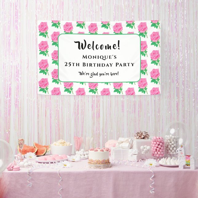 Pink Roses Birthday Banner (Creator Uploaded)