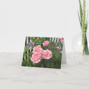 Pink Roses Blank Folded Note Card