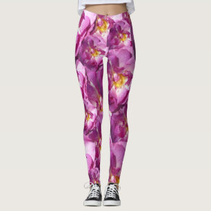 Pink Roses Blossoms Elegant Custom Leggings