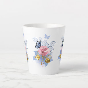 Pink Roses & Blue Butterflies - Elegant Mug
