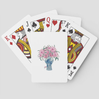 Pink Roses Blue White Ginger Jar Playing Cards
