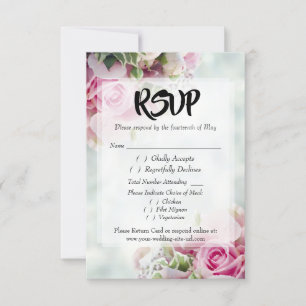 Pink Roses Bold Script Wedding RSVP Enclosure Card
