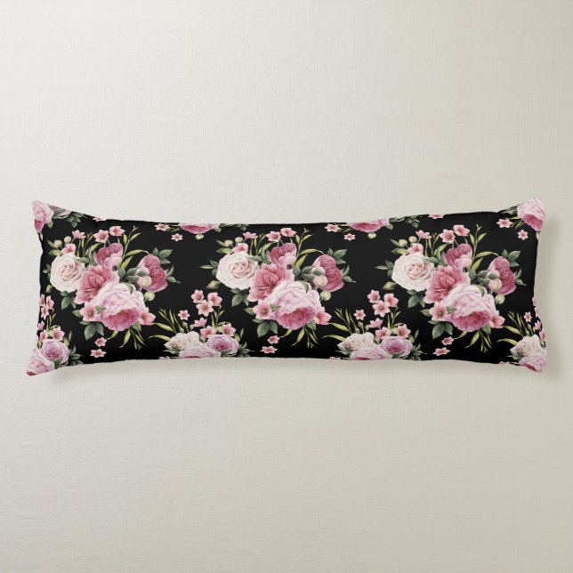 Pink Roses Bouquet Body Pillow (Front)