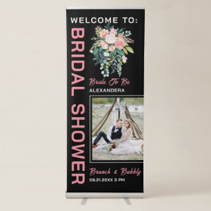 Pink Roses Bouquet Custom Text And Photo Retractable Banner