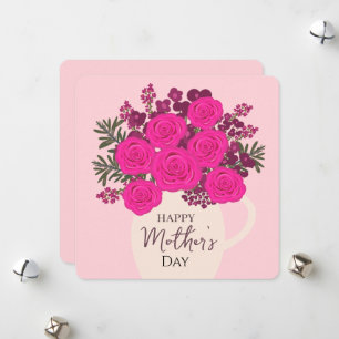 Pink Roses Bouquet – Elegant Mother’s Day Floral  Holiday Card