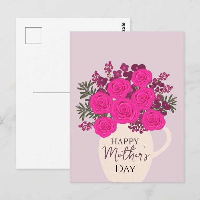 Pink Roses Bouquet – Elegant Mother’s Day Floral  Postcard (Front/Back)