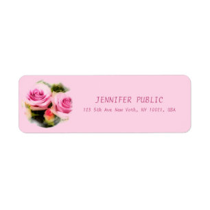 Pink Roses Bouquet Floral Flowers Return Address