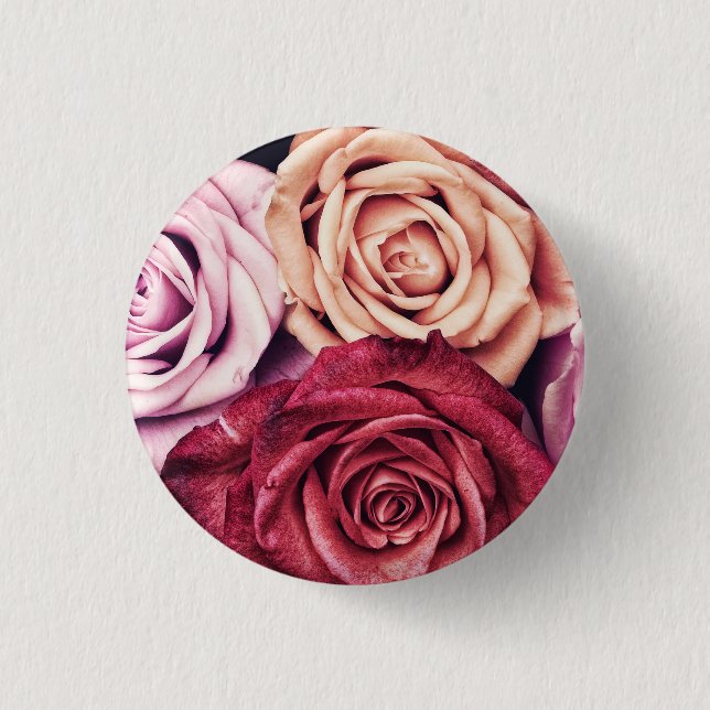 Pink Roses Bouquet Photo 3 Cm Round Badge (Front)