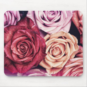 Pink Roses Bouquet Photo Mouse Mat