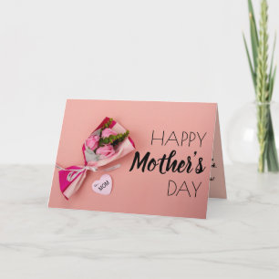 Pink Roses Bouquet Photograph Mothers Day  Holiday Card