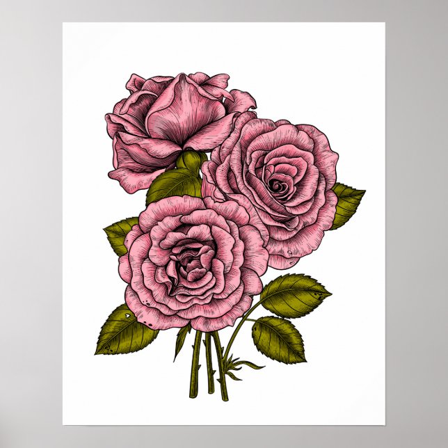 Pink roses bouquet poster (Front)