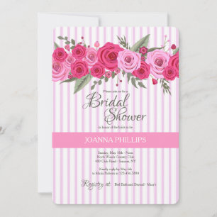 Pink Roses Bridal Shower Invitation