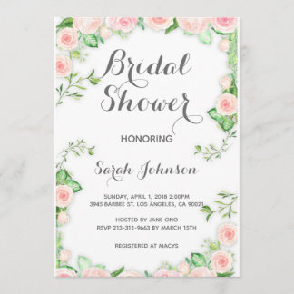 Pink Roses Bridal Shower Invitation