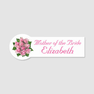 Pink Roses Bridal Shower Name Tag