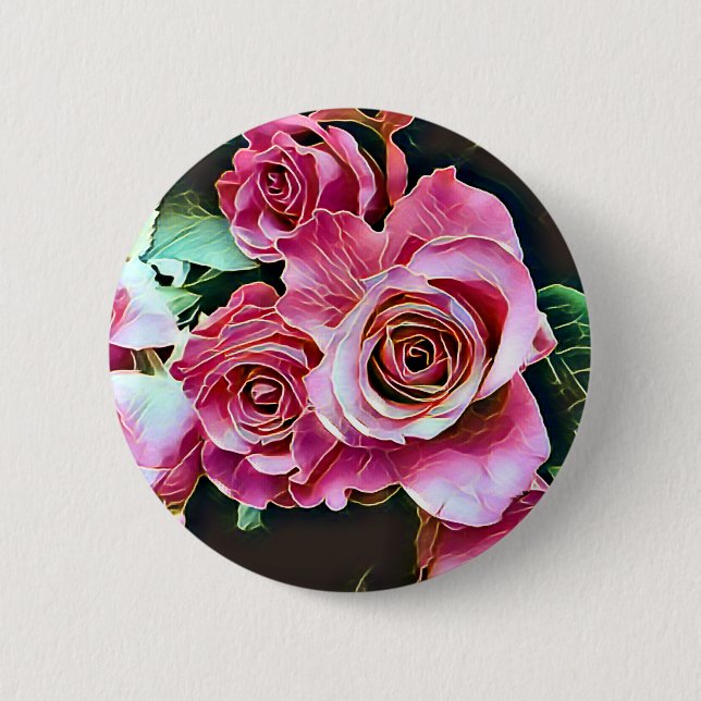 PINK ROSES Button  (Front)