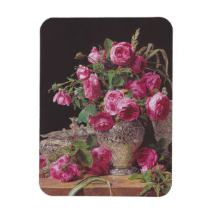 Pink Roses (by Ferdinand Georg Waldmüller) Magnet