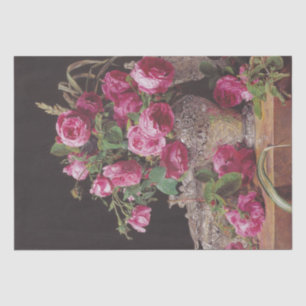 Pink Roses (by Ferdinand Georg Waldmüller) Tissue Paper