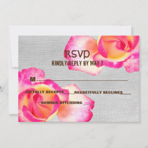 Pink Roses, Canvas Wedding RSVP Invitation