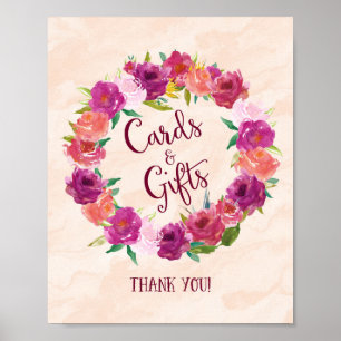 Pink Roses Cards and Gifts Wedding Poster Print