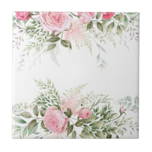 Pink Roses Ceramic Tile