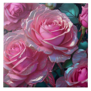 Pink roses Ceramic Tile