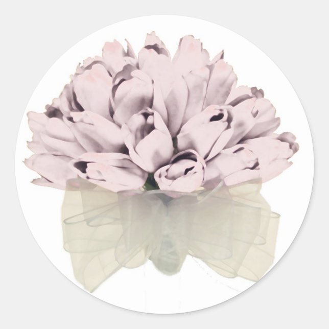 Pink Roses ~ Classic Round Sticker (Front)