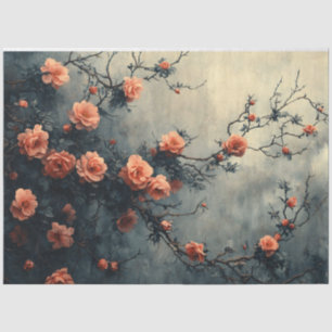 Pink Roses Climbing Vine Moody Decoupage Tissue Paper