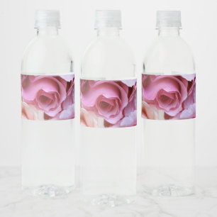 Pink roses closeup water bottle label