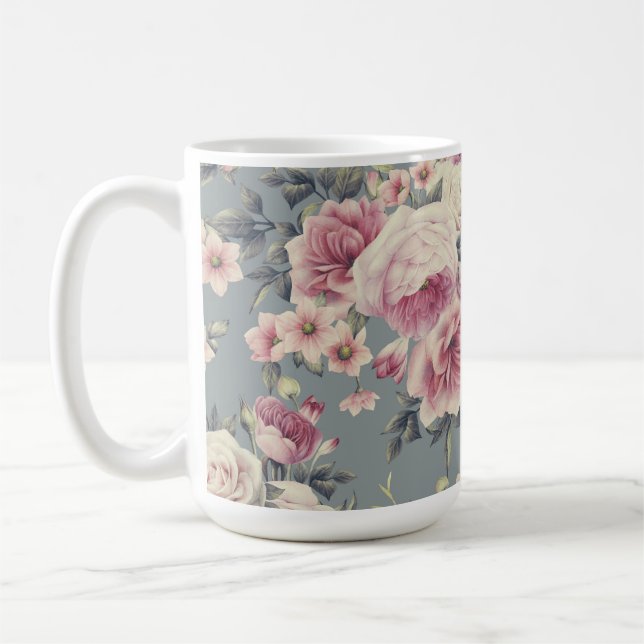 pink roses coffee mug (Left)