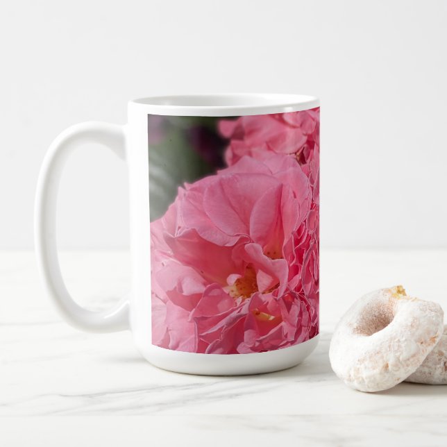 Pink Roses  Coffee Mug (With Donut)