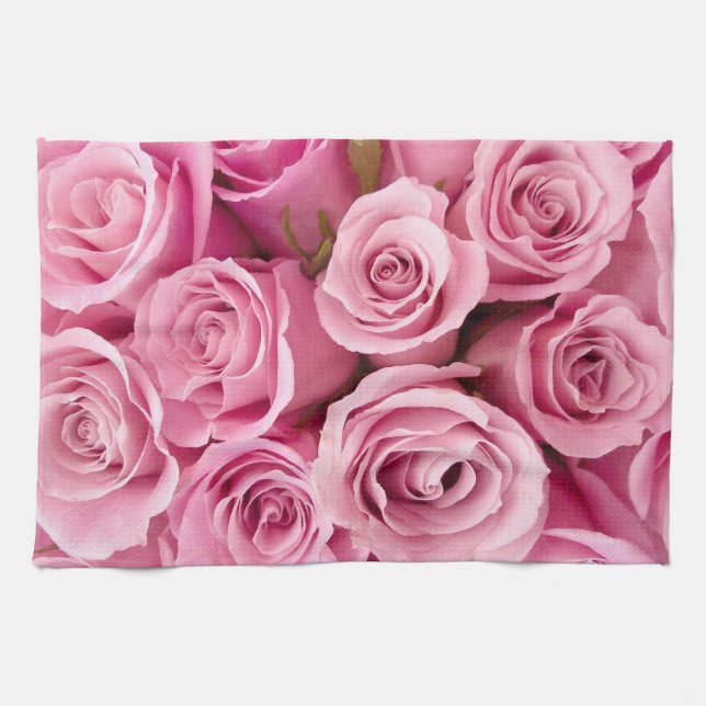 pink roses collage tea towel (Horizontal)