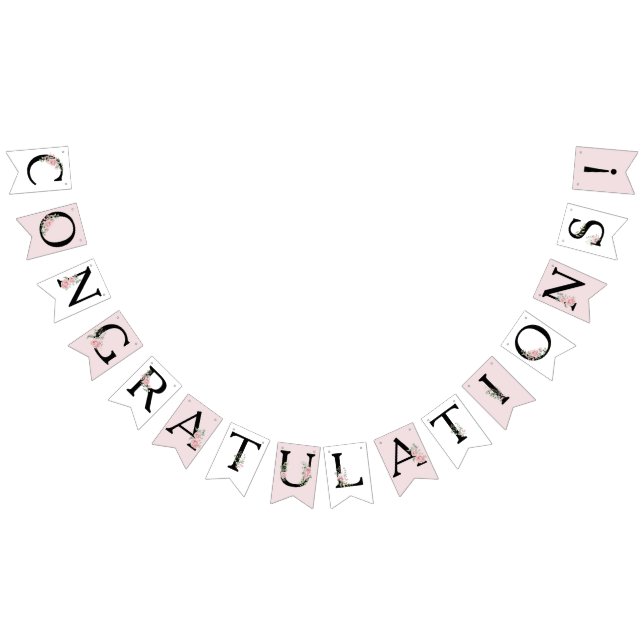 Pink Roses CONGRATULATIONS! Customisable Party Bunting (All)