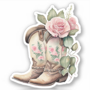 Pink Roses Cowgirl Boots