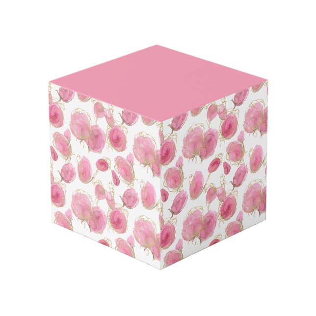 Pink roses cube (Front Angled)