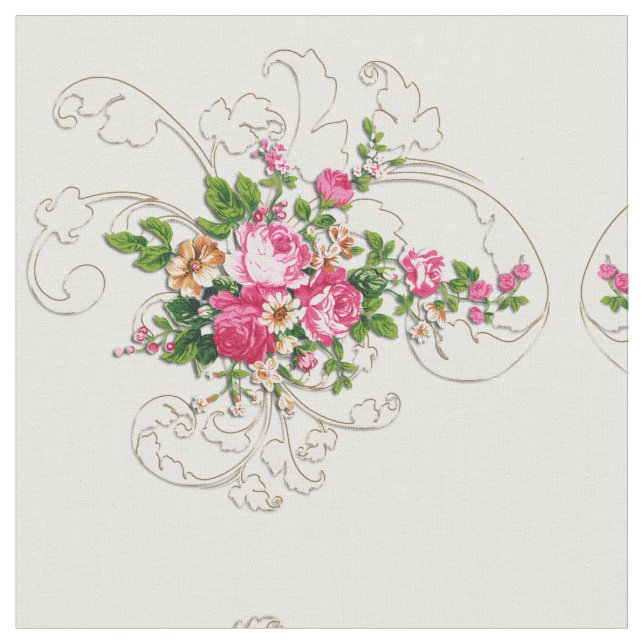 Pink Roses Custom Combed Cotton Fabric (Close Up)