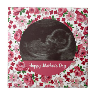 Pink Roses Custom Ultrasound Mother's Day Tile