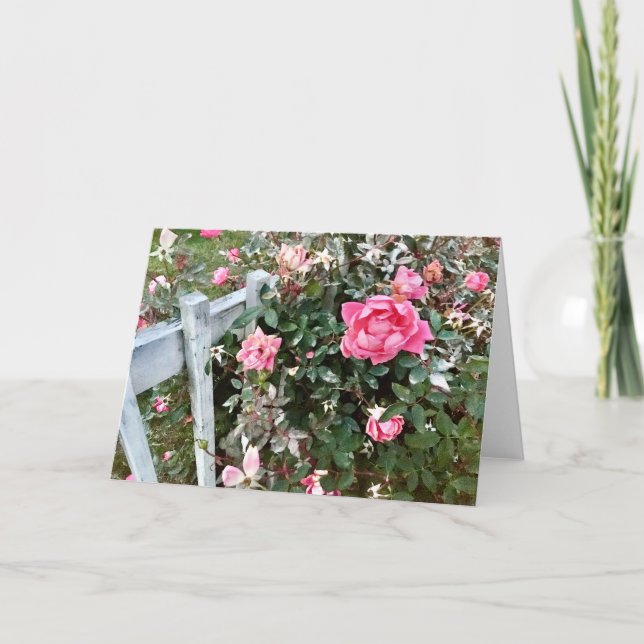 Pink Roses Customisable Greeting Card (Front)
