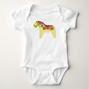 Pink Roses Dala Horse Infant Creeper