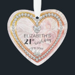 Pink Roses |Diamonds 21st Birthday Keepsake Ornament<br><div class="desc">Elegant faux (printed) diamonds and pink roses and pampass grass keepsake 21st birthday ornament design by Holiday Hearts Designs (rights reserved). Template fields are provided for you to personalise with name and date. All effects (diamonds and abstract floral tones) are faux -- they are designed to appear as realistic as...</div>