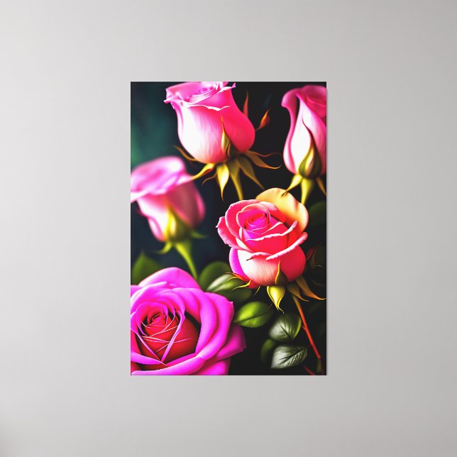 Pink Roses Digital Artwork-48345 Canvas Print (Front)