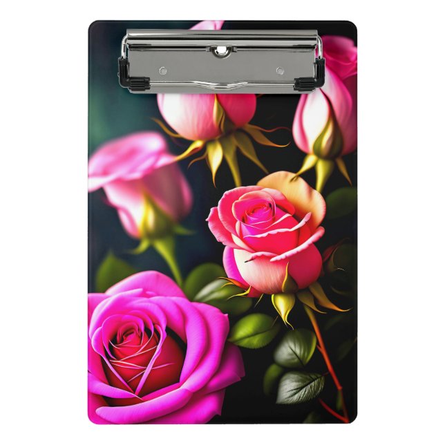 Pink Roses Digital Artwork-48345 Mini Clipboard (Front)